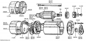 Exploded view of a Lucas E3N dynamo